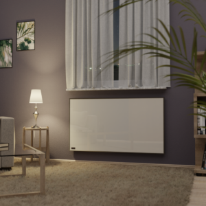 Infranomic Frameline IR väggvärmare med säkerhetsglas (vit/svart) och 10 mm aluminiumram